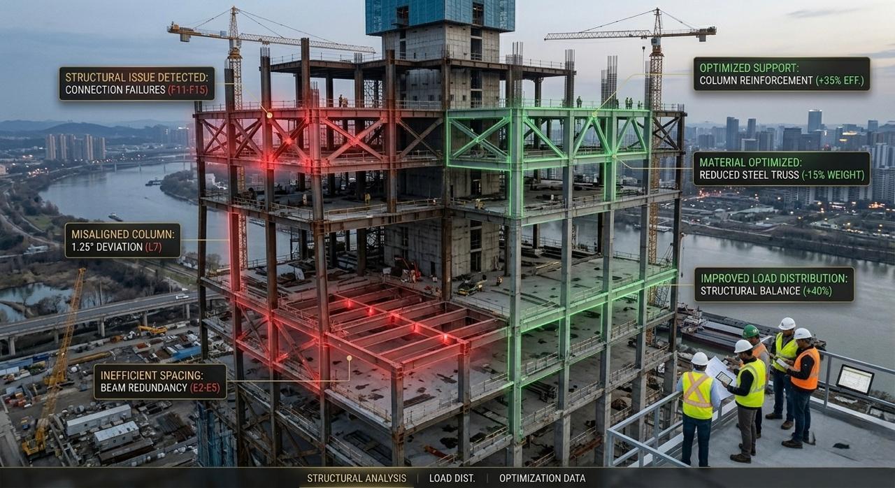 AI structural analysis on construction site