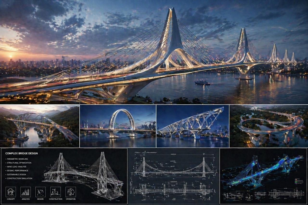 Complex bridge design visualization